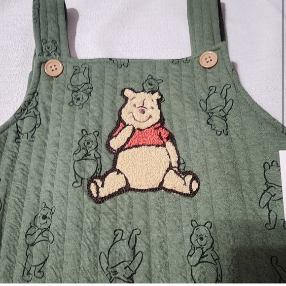 Disney Baby Green Winnie The Pooh Onesie Overalls - Picture 2 of 5